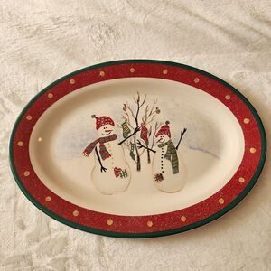 Royal Seasons 14 inch Stoneware Snowman Christmas Serving Platter